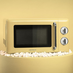 Cecotec micro-ondes 20l avec gril proclean 3110 retro jaune | commandes mécaniques, 6 niveaux, minuterie 30 min, éclairage intér