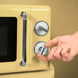 Cecotec micro-ondes 20l avec gril proclean 3110 retro jaune | commandes mécaniques, 6 niveaux, minuterie 30 min, éclairage intér