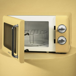 Cecotec micro-ondes 20l avec gril proclean 3110 retro jaune | commandes mécaniques, 6 niveaux, minuterie 30 min, éclairage intér