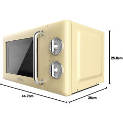 Cecotec micro-ondes 20l avec gril proclean 3110 retro jaune | commandes mécaniques, 6 niveaux, minuterie 30 min, éclairage intér