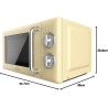 Cecotec micro-ondes 20l avec gril proclean 3110 retro jaune | commandes mécaniques, 6 niveaux, minuterie 30 min, éclairage intér