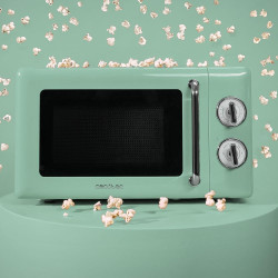 Cecotec micro-ondes 20l avec gril proclean 3110 retro vert | commandes mécaniques, 6 niveaux, minuterie 30 min, éclairage intéri