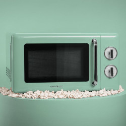 Cecotec micro-ondes 20l avec gril proclean 3110 retro vert | commandes mécaniques, 6 niveaux, minuterie 30 min, éclairage intéri