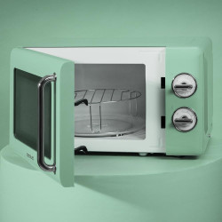 Cecotec micro-ondes 20l avec gril proclean 3110 retro vert | commandes mécaniques, 6 niveaux, minuterie 30 min, éclairage intéri