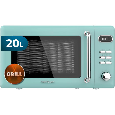 Cecotec micro-ondes avec gril 20 l proclean 5110 retro vert 700w | numérique, 5 niveaux de puissance, 8 programmes automatiques,