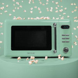 Cecotec micro-ondes avec gril 20 l proclean 5110 retro vert 700w | numérique, 5 niveaux de puissance, 8 programmes automatiques,