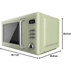 Cecotec micro-ondes avec gril 20 l proclean 5110 retro vert 700w | numérique, 5 niveaux de puissance, 8 programmes automatiques,