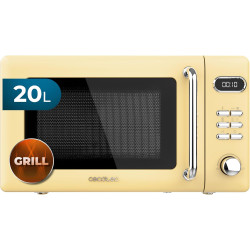 Cecotec micro-ondes avec gril 20 l proclean 5110 retro jaune 700w | numérique, 5 niveaux de puissance, 8 programmes automatiques
