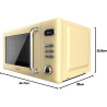Cecotec micro-ondes avec gril 20 l proclean 5110 retro jaune 700w | numérique, 5 niveaux de puissance, 8 programmes automatiques