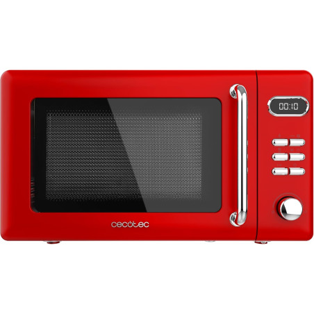 Cecotec micro-ondes avec gril 20 l proclean 5110 retro rouge 700w | numérique, 5 niveaux de puissance, 8 programmes automatiques