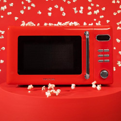 Cecotec micro-ondes avec gril 20 l proclean 5110 retro rouge 700w | numérique, 5 niveaux de puissance, 8 programmes automatiques