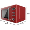 Cecotec micro-ondes avec gril 20 l proclean 5110 retro rouge 700w | numérique, 5 niveaux de puissance, 8 programmes automatiques