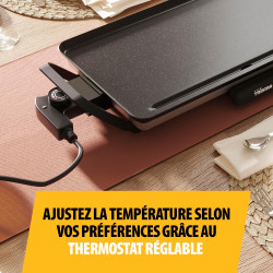 Tristar Table Grill Slim M - Plaque de cuission surface généreuse de 46 x 26 cm - Thermostat réglable - Poignées amovibles - Rev