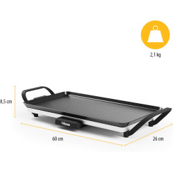 Tristar Table Grill Slim M - Plaque de cuission surface généreuse de 46 x 26 cm - Thermostat réglable - Poignées amovibles - Rev