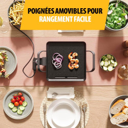 Tristar Table Grill Slim M - Plaque de cuission surface de cuisson de 28 x 28 cm - Thermostat réglable - Revêtement antiadhésif 