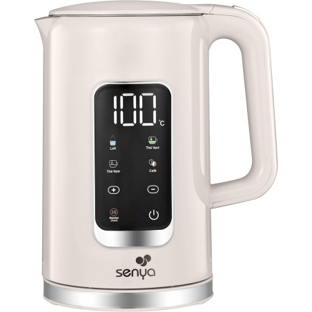 SENYA Bouilloire Électrique 1,7 L Inox – Température Réglable 40-100°C – Écran LCD – Maintien au Chaud 2h – 5 Programmes Thé Caf