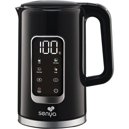 SENYA Bouilloire Électrique 1,7 L Inox – Température Réglable 40-100°C – Écran LCD – Maintien au Chaud 2h – 5 Programmes Thé Caf
