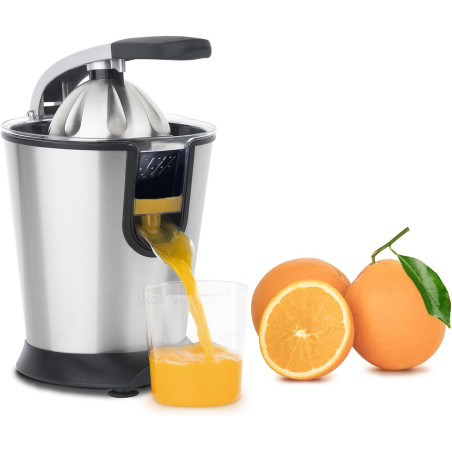 H.Koenig Presse-agrumes électrique professionnel à levier AGR80, inox, 160W puissant, bec anti-gouttes, compatible lave-vaissell