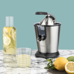 H.Koenig Presse-agrumes électrique professionnel à levier AGR80, inox, 160W puissant, bec anti-gouttes, compatible lave-vaissell