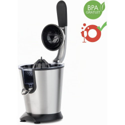 H.Koenig Presse-agrumes électrique professionnel à levier AGR80, inox, 160W puissant, bec anti-gouttes, compatible lave-vaissell