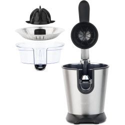 H.Koenig Presse-agrumes électrique professionnel à levier AGR80, inox, 160W puissant, bec anti-gouttes, compatible lave-vaissell