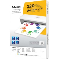 Fellowes 120 pochettes de plastification A4, finition brillante, 120 pochettes - Idéales pour les documents et les photos - Excl