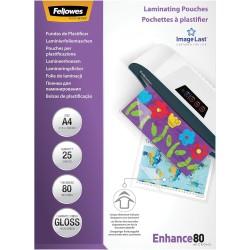 Fellowes Pochettes De Plastification A4 80 Microns Pack De 25 Feuilles Plastifieuse A4 Technologie ImageLast Finition Brillante 