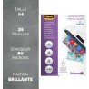 Fellowes Pochettes De Plastification A4 80 Microns Pack De 25 Feuilles Plastifieuse A4 Technologie ImageLast Finition Brillante 