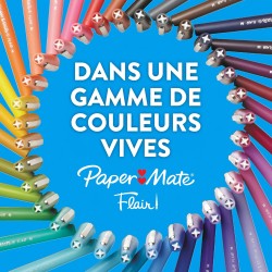 Stylos feutres Paper Mate Flair | Feutres de coloriage sans fuite à pointe moyenne (0,7 mm) | Encre noire | Idéal pour écrirescr
