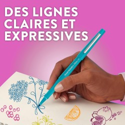 Stylos feutres Paper Mate Flair | Feutres de coloriage sans fuite à pointe moyenne (0,7 mm) | Encre noire | Idéal pour écrirescr