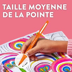 Stylos feutres Paper Mate Flair | Feutres de coloriage sans fuite à pointe moyenne (0,7 mm) | Encre noire | Idéal pour écrirescr