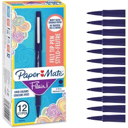 Stylos feutres Paper Mate Flair | Feutres de coloriage sans fuite à pointe moyenne (0,7 mm) | encre bleu marine | Idéal pour écr