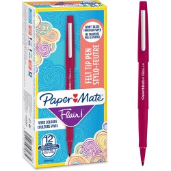 Paper Mate Stylos feutres Flair | Feutres de coloriage sans fuite à pointe moyenne (0,7 mm) | encre magenta | Idéal pour écrire,