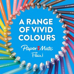 Paper Mate Stylos feutres Flair | Feutres de coloriage sans fuite à pointe moyenne (0,7 mm) | encre bleu ciel | Idéal pour écrir