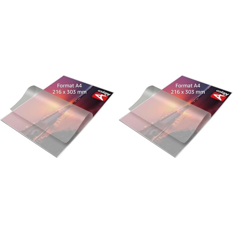 Albyco - Pochette Plastifieuse A4 - Feuille Plastique - Feuille Plastifieuse A4 - Brillant - Par Paquet de 100 Pièces, Épaisseur