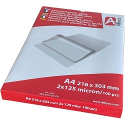 Albyco - Pochette Plastifieuse A4 - Feuille Plastique - Feuille Plastifieuse A4 - Brillant - Par Paquet de 100 Pièces, Épaisseur