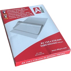 Albyco Housse de plastification A5 - Feuille de plastification - Feuille Plastifieuse A5 - Brillant - Par lot de 100 pièces - Ép