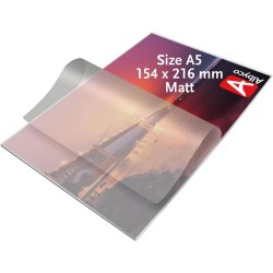 Albyco Pochettes de Plastification MATTE - Pochette Plastifieuse MATTE A5 (154x216mm) - Épaisseur 2x80 (160) Microns, Brillant -