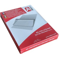 Albyco Pochettes de Plastification - Pochette Plastifieuse A5 (154x216mm) - Épaisseur 2x125 (250) Microns, Brillant - Paquet de 