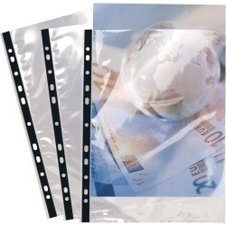 Exacompta - Réf. 5920E - Sachet de 50 pochettes perforées en Polypropylène lisse haute résistance - Epaisseur 9/100ème - Perfora