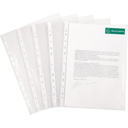 Exacompta - Réf. 5211E - Sachet de 50 pochettes perforées Economique en Polypropylène Grainé - Epaisseur 4/100ème - Perforation 