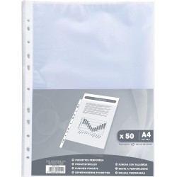 Exacompta - Réf. 5211E - Sachet de 50 pochettes perforées Economique en Polypropylène Grainé - Epaisseur 4/100ème - Perforation 