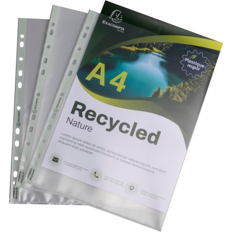 Exacompta - Réf. 5350E - Carton de 250 pochettes perforées A4 FOREVER - En polypropylène grainé recyclé - Epaisseur 12/100ème - 