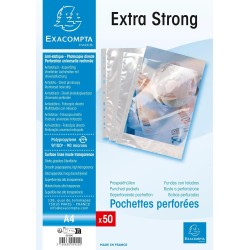 Exacompta - Réf. 5920E - Carton de 1000 pochettes perforées en Polypropylène lisse haute résistance - Epaisseur 9/100ème - Perfo