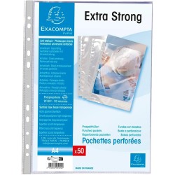 Exacompta - Réf. 5920E - Carton de 1000 pochettes perforées en Polypropylène lisse haute résistance - Epaisseur 9/100ème - Perfo