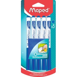 Maped - 5 Feutres effaçables à Sec Marker’Peps + 1 Chiffonnette - Feutres pour Ardoise et Tableau Blanc - Marqueurs non Permanen