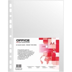 OFFICER PRODUCTS Lot de 100 pochettes perforées en polypropylène A4 Cristal 50 microns - Pour archivage de documents - Type cris