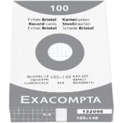 Exacompta - Réf. 10209E - Carton de 20 paquets de 100 fiches bristol quadrillées 5x5 non perforées - sous film - - format 105 x 