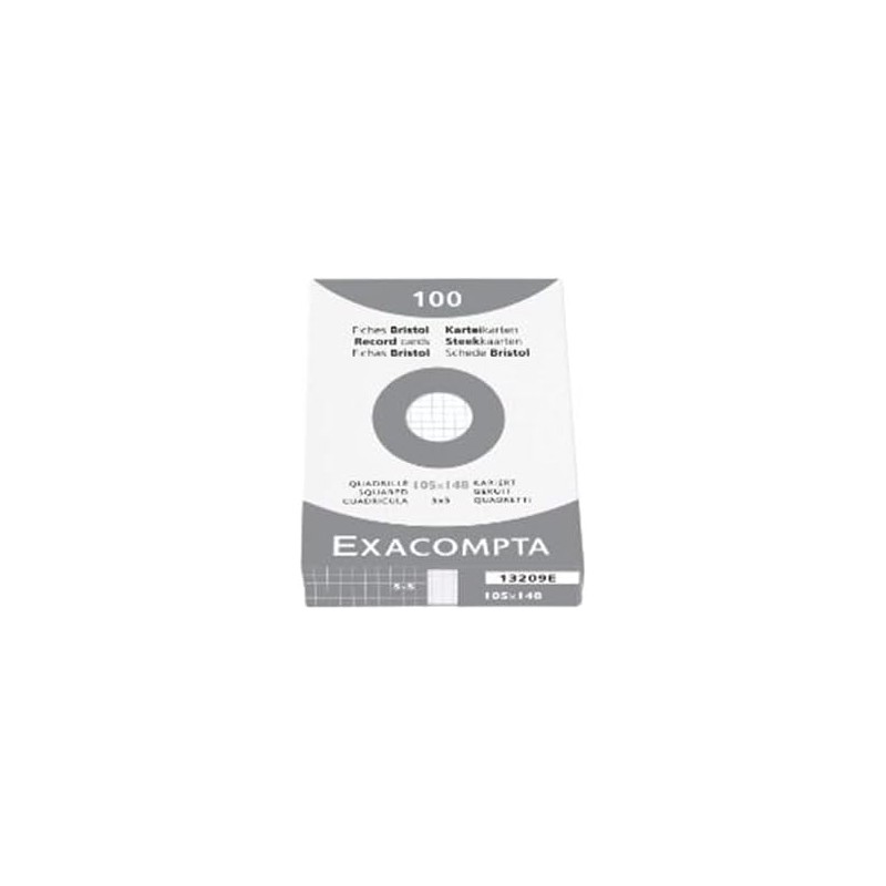 Exacompta - Réf. 10209E - Carton de 20 paquets de 100 fiches bristol quadrillées 5x5 non perforées - sous film - - format 105 x 