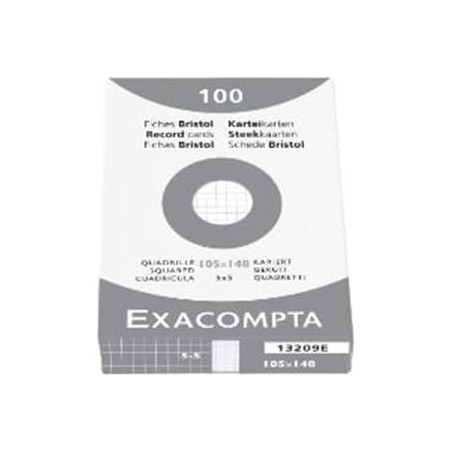 Exacompta - Réf. 10209E - Carton de 20 paquets de 100 fiches bristol quadrillées 5x5 non perforées - sous film - - format 105 x 